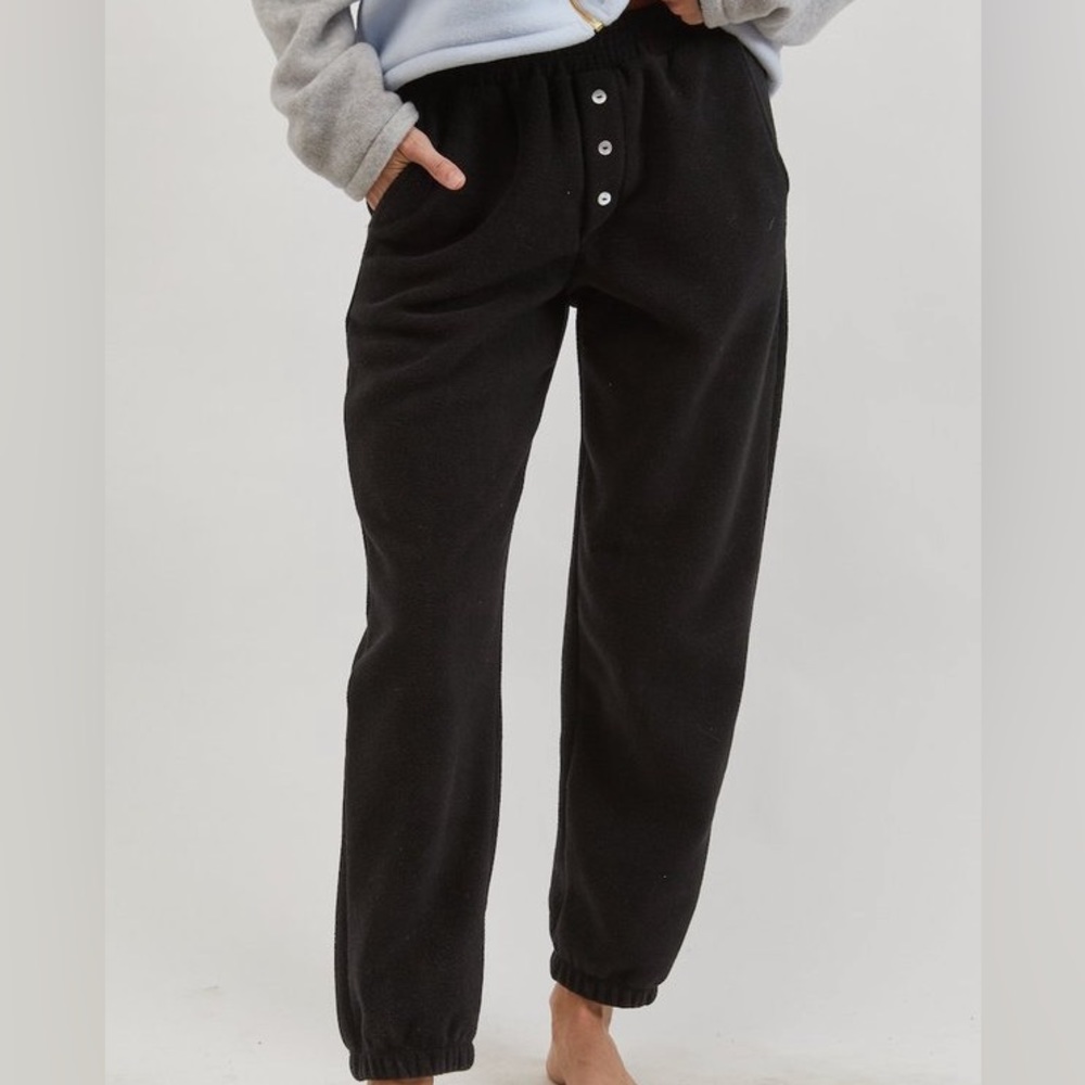 DONNI. Jet Black Polar Fleece Sweat S